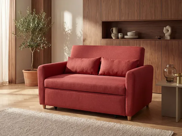 Schlafsofa 2-Sitzer AYLA - Stoff - Rot