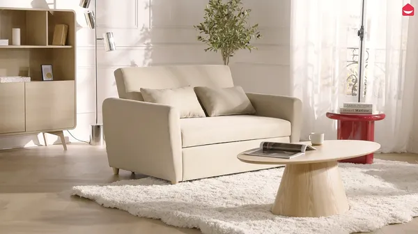 Schlafsofa 2-Sitzer AYLA - Stoff - Rot