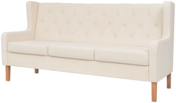 vidaXL 3-Sitzer-Sofa Stoff Cremeweiß [245451]