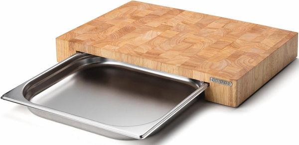 Continenta Schneidebrett mit Edelstahl-Schublade 4027 48 x 32,5 x 6 cm