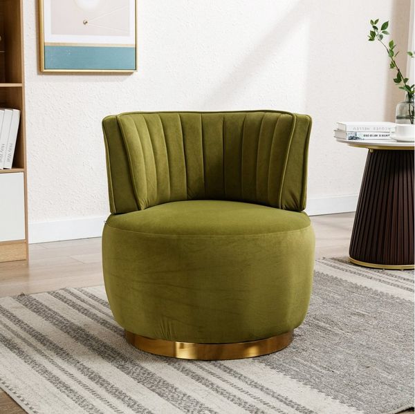 KLAM HOME Stuhl Moderner 360-Grad-Drehstuhl aus Teddy/Samt – Komfortable Rückenlehne, Wohnzimmerstuhl Geeignet für Wohnzimmer Schlafzimmer Arbeitszimmer