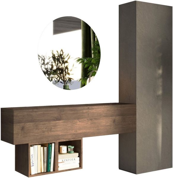 Home affaire Garderoben-Set Infinity, 4tlg. Breite 192 cm, Höhe 186 cm, moderne Garderobe, (Spar-Set, 4-St), (Hochschrank, Hängeschrank, Würfelregal 2er Set, Spiegel) Diele, Flur