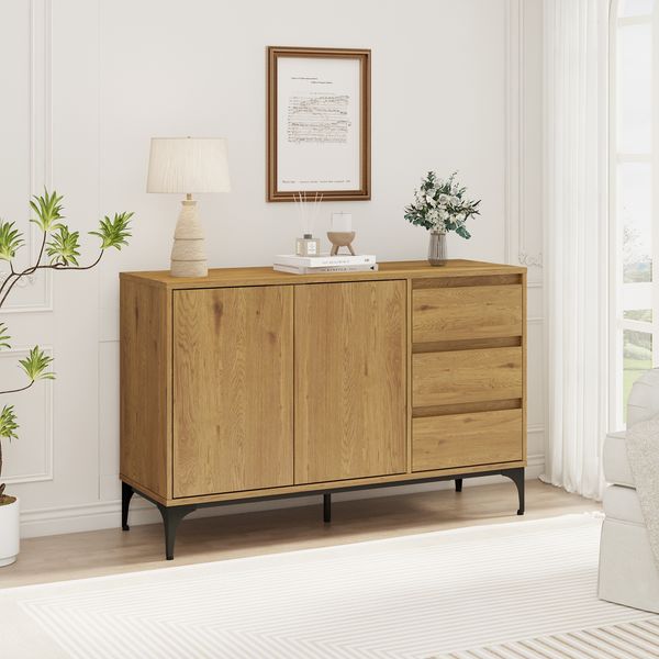 Sideboard Kistiandi 77x120x40 cm Eicheoptik, dunkel [en. casa]