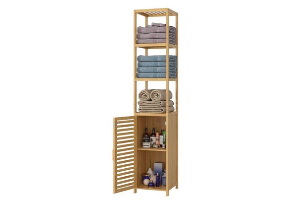 Homfa Hochschrank aus Bambus Badezimmer-Hochschrank Badregal 169cm