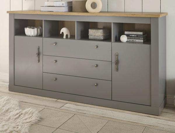 Sideboard Rideau in grau und Eiche Artisan 198 cm