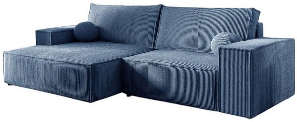 Fun Möbel Ecksofa Schlafsofa Sofa FUN MIRANDA XS in Cordstoff Poso, Ottomane Links oder Rechts, Bettkasten und Rundumbezug