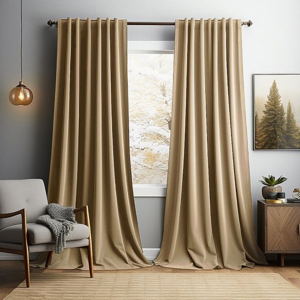 Jibenhome Gardine 2er Verdunkelungsvorhang Kräuselband, Dicken Thermovorhang Vorhang, Samt Blickdicht Gardinen Vorhänge für Schlafzimmer, Wohnzimmer