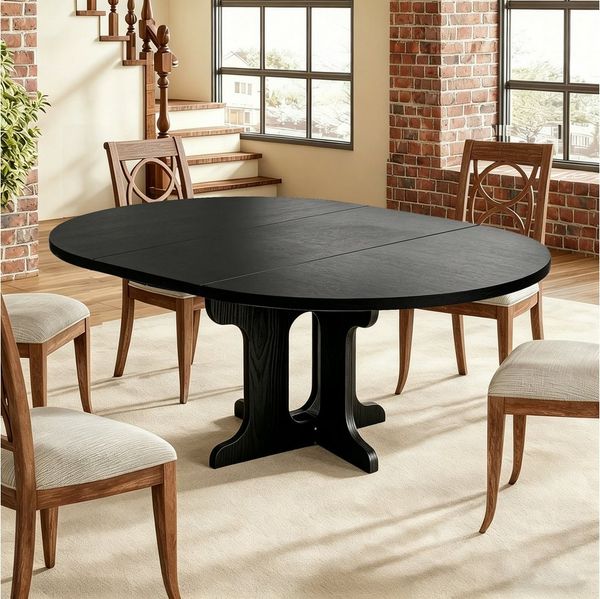 TWSOUL Esstisch runder/ovaler Küchentisch mit ausziehbarer, 90-120cm 4-8 Personen, Erweiterungsplatten intern, oval für Restaurant Wohnzimmermit Küche