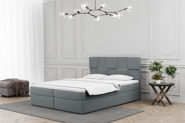 Boxspringbett Schlafzimmerbett JOLIE 200x220cm in Stoff Matt Velvet Grau