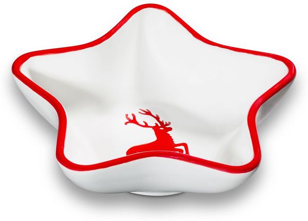 Gmundner Keramik Rubinroter Hirsch, Sternschale (L: 14cm)