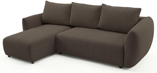 Selsey 'Zordo' - L-Form Eckschlafsofa mit zwei Bettkästen, brauner Chenille links