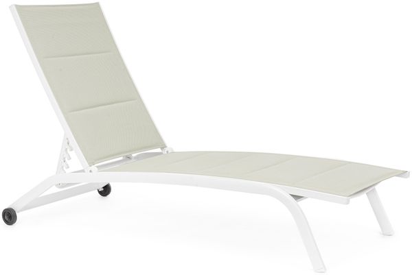 Sonnenliege Sapelass 2er-Set aus Aluminium, modern, verstellbar mit Rollen, Weiß Lagun