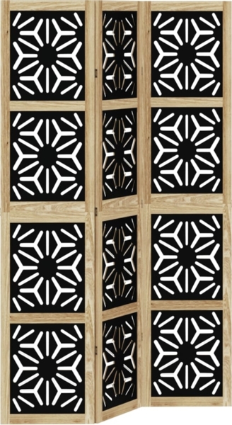 vidaXL 3-tlg. Raumteiler Braun und Schwarz Massivholz Paulownia 358798