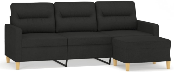 vidaXL 3-Sitzer-Sofa mit Hocker Hellgelb 180 cm, Schwarz