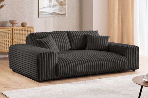 S-Style Möbel 3-Sitzer Sofa Mollis aus Plüschcord mit hohem Sitzkomfort, mit Wellenfederung