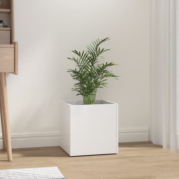 vidaXL Pflanzgefäß Hochglanz-Weiß 40x40x40 cm Holzwerkstoff 808798