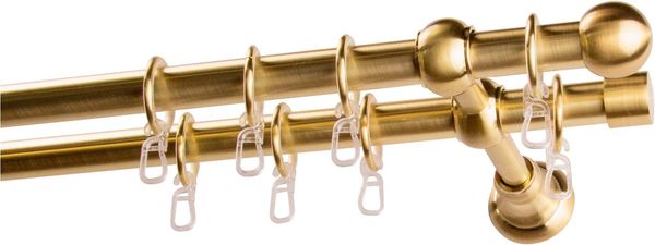 GARESA Gardinenstange ANDREA, Ø 20 mm, 2-läufig, Wunschmaßlänge, verschraubt, Metall, Vorhanggarnitur, verlängerbar, Endknopf Kugel kurz, mit Ringen