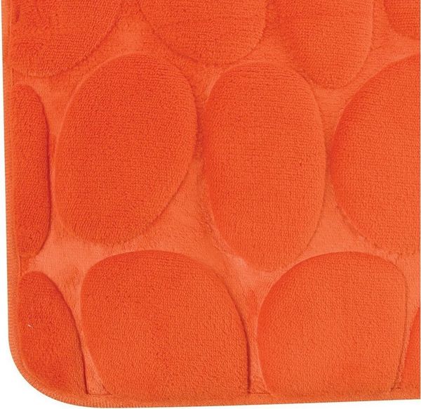 MSV Badematte KIESELSTEIN, rutschhemmende Beschichtung, für Fußbodenheizung geeignet, strapazierfähig, waschbar, schnelltrocknend, Microfaser, PVC, aus super-weicher Microfaser, in 2 Größen und vielen trendigen Farben erhältlich, 40 x 60 cm, orange Bild 2
