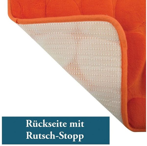 MSV Badematte KIESELSTEIN, rutschhemmende Beschichtung, für Fußbodenheizung geeignet, strapazierfähig, waschbar, schnelltrocknend, Microfaser, PVC, aus super-weicher Microfaser, in 2 Größen und vielen trendigen Farben erhältlich, 40 x 60 cm, orange Bild 3