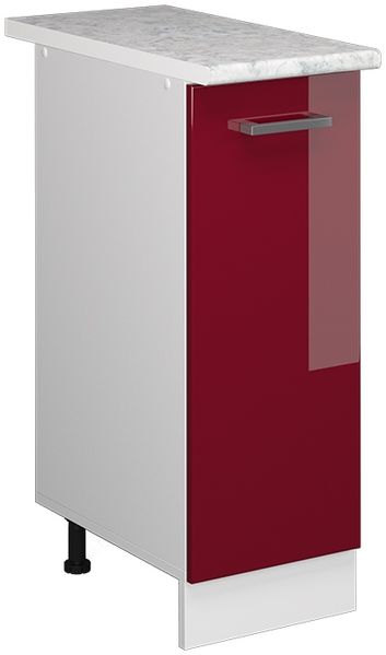 Unterschrank R-Line Bordeaux Hochglanz 30 cm mit Tür, mit Arbeitsplatte Vicco