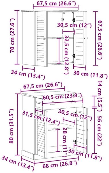 vidaXL Badezimmermöbel-Set mit Regal VIGO 2 pcs Braun und Honigbraun 3328541 Bild 11