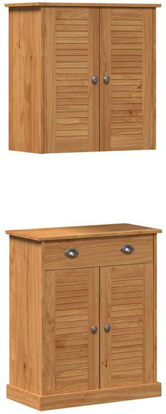 vidaXL Badezimmermöbel-Set mit Regal VIGO 2 pcs Braun und Honigbraun 3328541 Bild 2