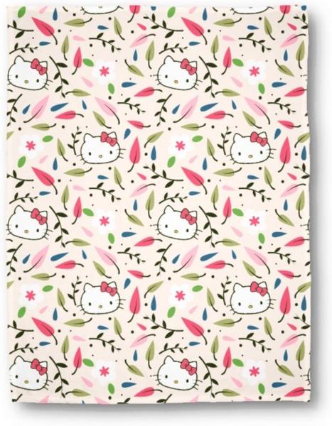 Kinderdecke Hello Kitty Blütenzauber 130 x 170 cm passend zur Bettwäsche, MTOnlinehandel, Geschenkidee für Mädchen, weich und kuschelig