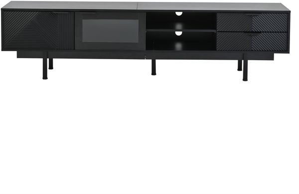 TV-Schrank Schwarz 200x40x50,5 cm, modernes Lowboard für 80-Zoll Fernseher, Sideboard mit 2 Türen 2 Schubladen, 3-Schicht-Ablage Bild 10
