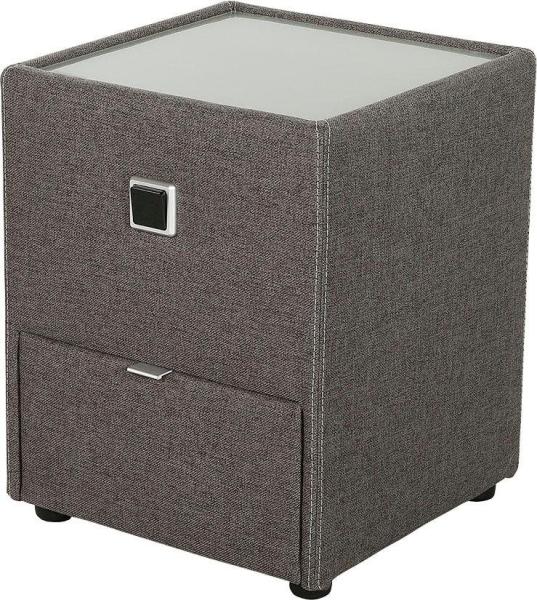 Nachttisch Lukas / Lancy, Stoff, Grau, 43 x 53 x 43 cm