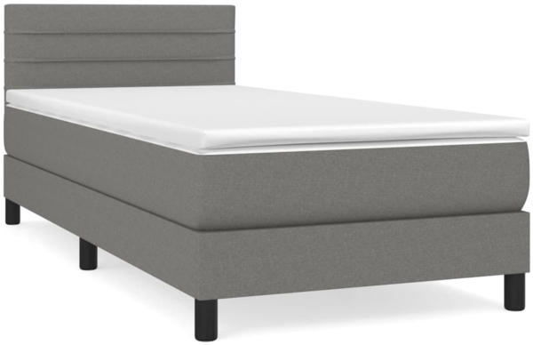 vidaXL Boxspringbett mit Matratze Dunkelgrau 90x200 cm Stoff 3140106