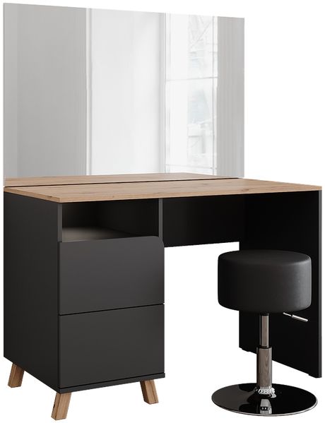 Schminktisch Karen Anthrazit/Artisan 110 cm mit Hocker Vicco