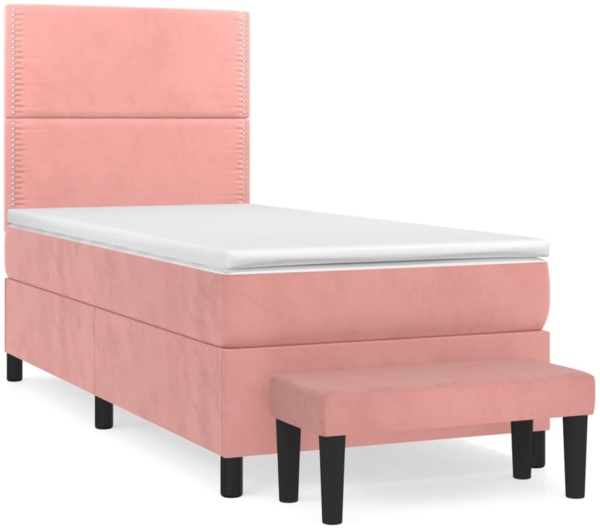 vidaXL Boxspringbett mit Matratze Rosa 90x200 cm Samt 3137766