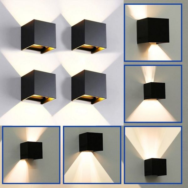 WILGOON LED Wandleuchte 6W LED Aluminium Wandlampe mit Austauschbarer, Auf & ab Einstellbarer, LED fest integriert, warmweiß, verstellbarer Wandstrahler für Wohnzimmer Schlafzimmer Treppen Flur