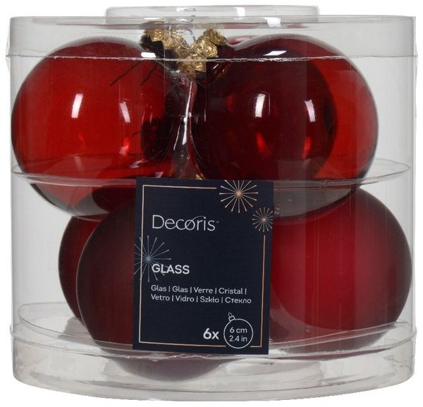 Kaemingk Weihnachtsbaumkugel, Weihnachtskugeln Glas 6x6 cm Stück - Ochsenblut transparent