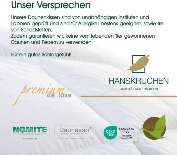 HANSKRUCHEN Daunenkissen Premium de Luxe - 50x70 cm - 1,30 kg Bild 6