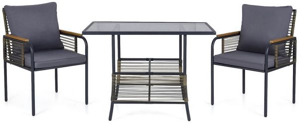 KOMFOTTEU Balkonset, (3-tlg), Gartenset Bistroset mit Kissen, 2 Stühlen & 1 Tisch