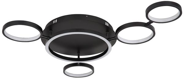 LED Deckenleuchte, schwarz matt Ringe beweglich, L 79 cm
