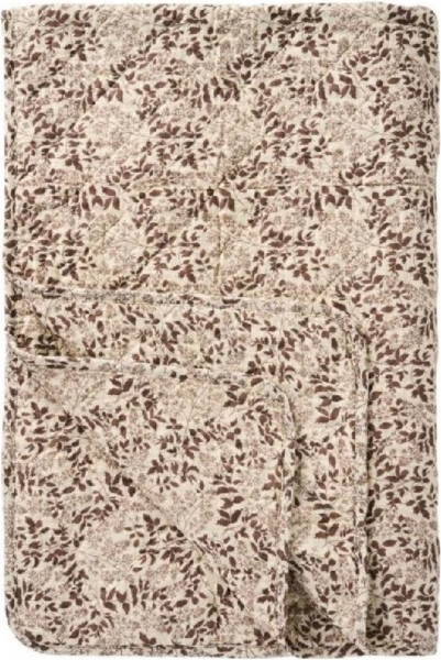 Ib Laursen - Decke Quilt Tagesdecke 180x130cm Blattmuster Natur Braun 07939-61