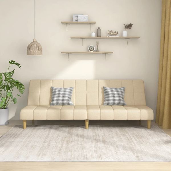 Schlafsofa 2-Sitzer, Moderne Sofa Creme Stoff