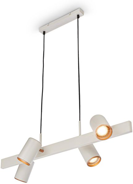 BRILONER - Pendelleuchte mit Spotköpfen, schwenkbar, 4x GU10 Fassung, Deckenlampe, Deckenleuchte, Hängelampe Esstisch, Küchenlampe hängend, Esszimmerlampe, 80 x 24,9 x 120 cm, Hellgrau-Coffee