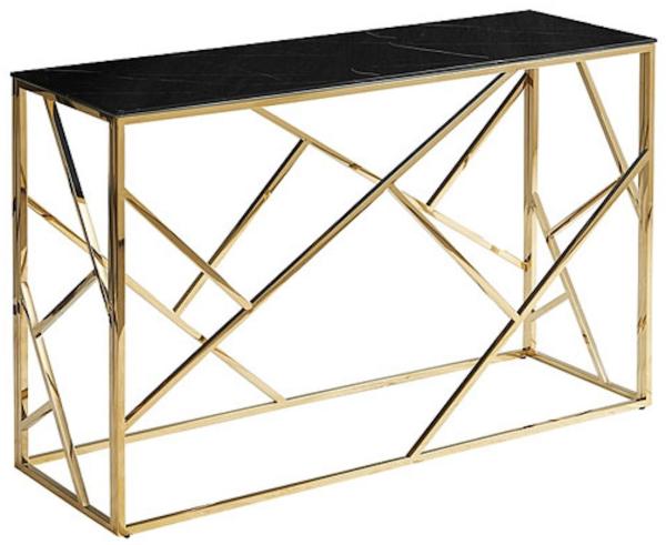 Konsolentisch Glastisch Empoli C 120x40x78cm Marmor schwarz Gold