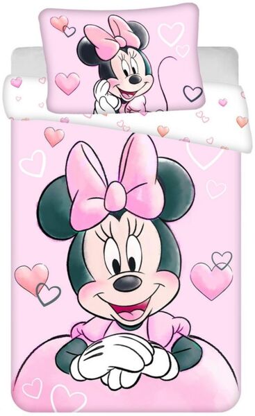 Sarcia. eu Kinderbettwäsche DISNEY Minnie Mouse Kinderbettwäsche rosa/weiß 100x135 cm Baumwolle