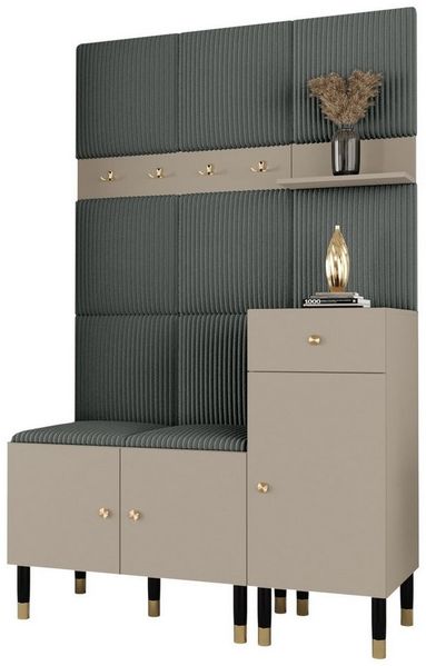 ABIKS MÖBEL Kompaktgarderobe PALERMO Set 5 Garderobe mit gepolsterten Paneelen, Industriell Design