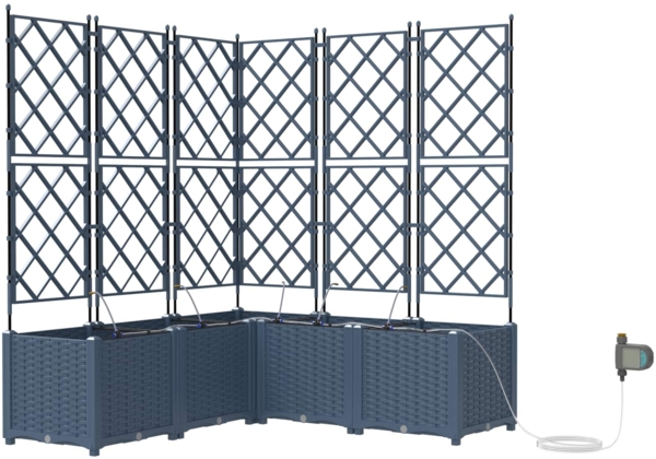 vidaXL Garten-Pflanzgefäß Grau 40 x 40 x 143 cm Stahl 42002859