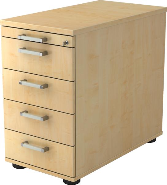 bümö Schreibtisch Schrank abschließbar, Schubladenschrank Holz in Ahorn, Container mit Schubladen - Schubladen Schrank Büro, Schreibtisch Container od. Schreibtisch Kommode mit Chromgriffe, SC50-3-3-CE