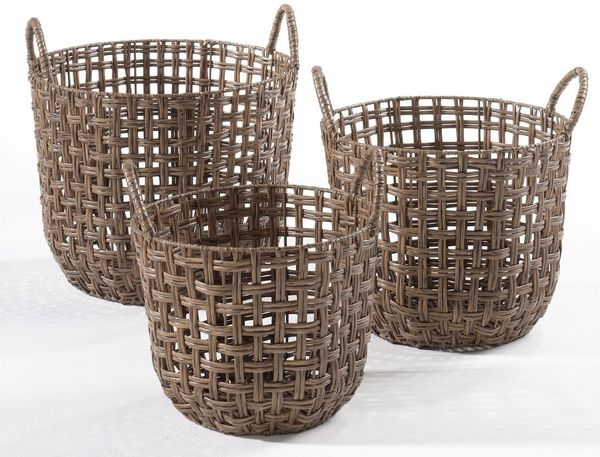 casa NOVA Aufbewahrungskorb LEDAS, Ø 29 cm, H 36 m, Braun, Kunststoffgeflecht (1 St)