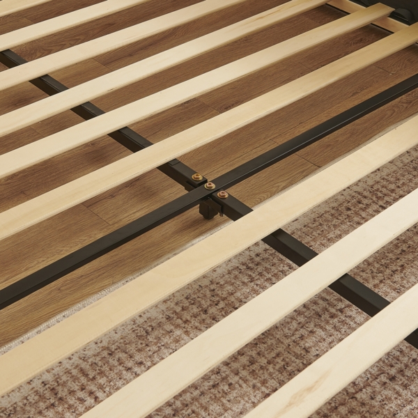 Doppelbett 160x200 cm mit Corduroy-Polsterung, Eukalyptusholzrahmen, geeignet für Schlafzimmer und Gästezimmer Bild 6