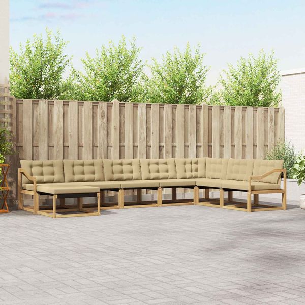 vidaXL Outdoor-Sofagarnitur mit Kissen 8 pcs Weiß und Beige 3388983