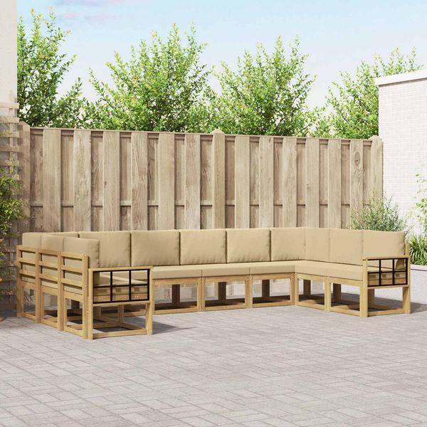 vidaXL Outdoor-Sofagarnitur mit Kissen 10 pcs Weiß und Beige 3388302