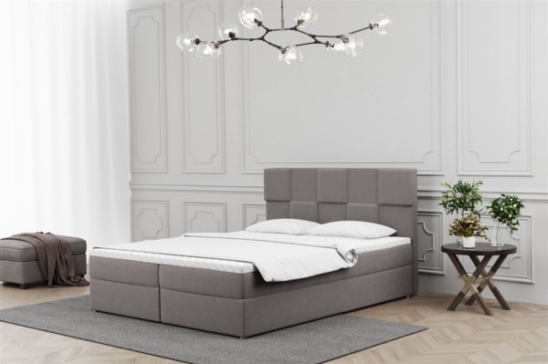 Boxspringbett Schlafzimmerbett JOLIE 180x200cm in Stoff Soro Grau